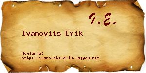 Ivanovits Erik névjegykártya